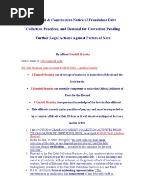 STOP PAYING AFFIDAVIT (TEMPLATE)