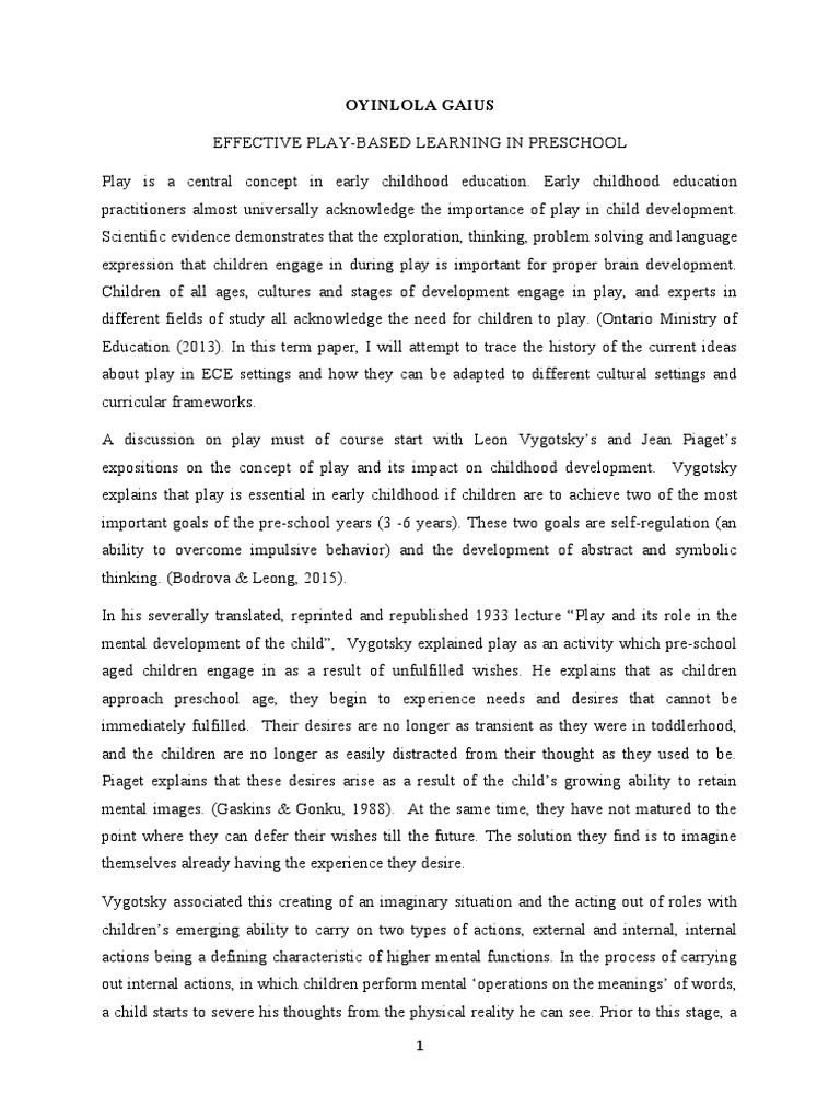 Effective Play-Based Learning in Preschool | PDF | Thought | Early ...