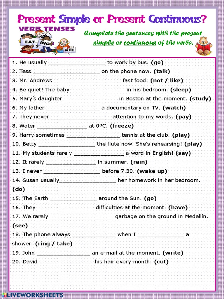 Reinforcement I Term 9th Present Simple Vs Present Continuous | PDF ...