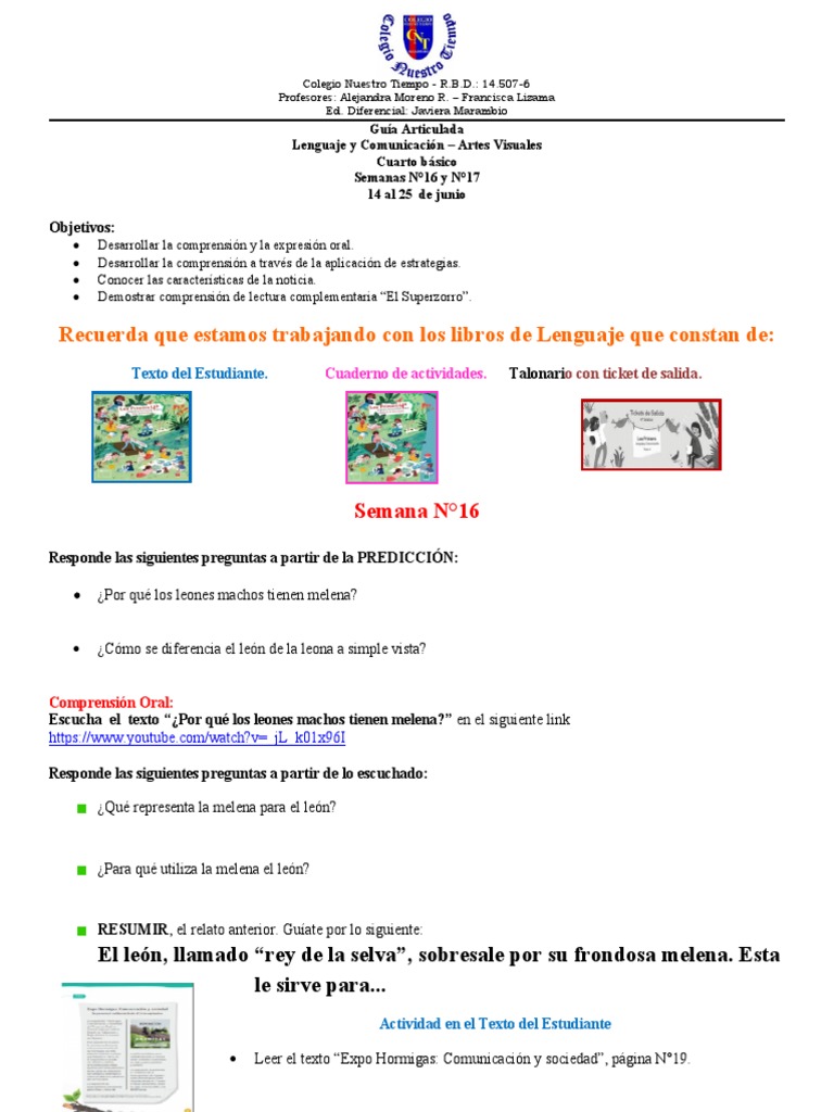 Actividades de Lenguaje y Artes 4° Básico | PDF