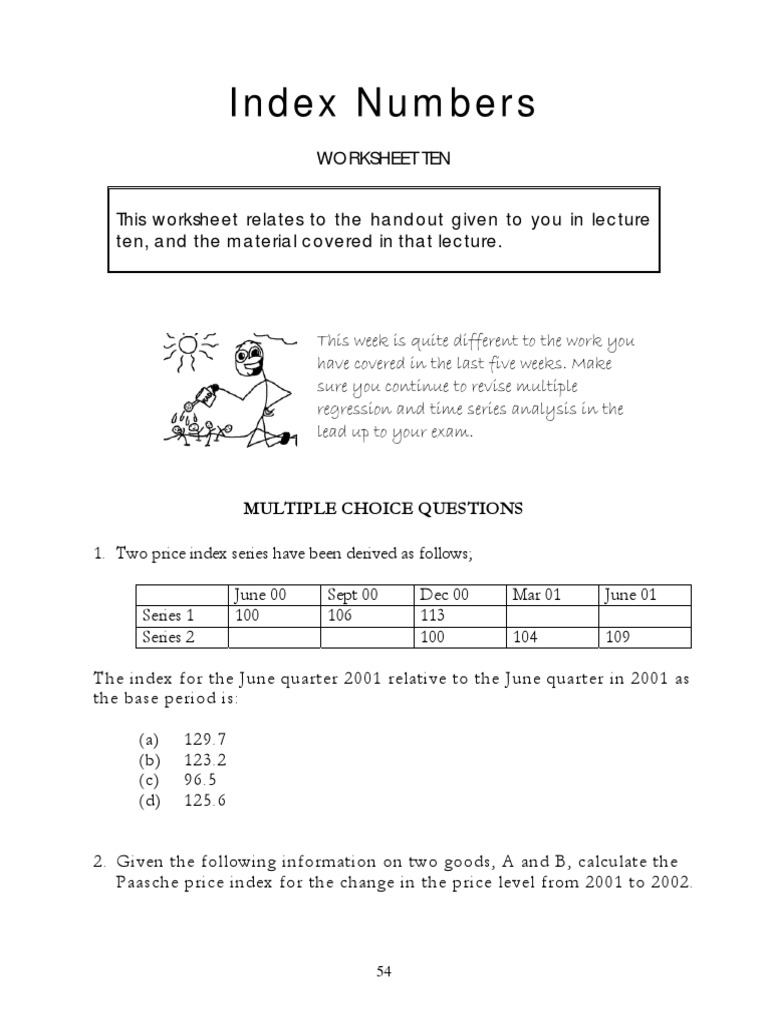 Index Numbers Multiple Choice Questions PDF Price Indices Index