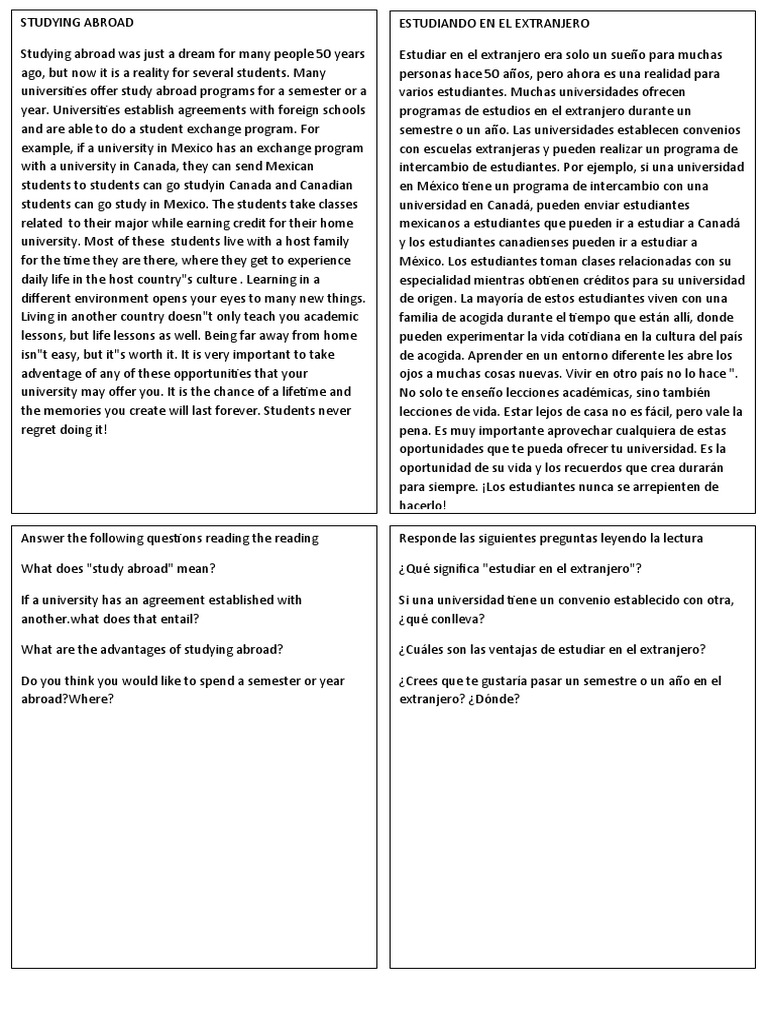 Ventajas de Estudiar en el Extranjero | PDF | Crecimiento personal y ...