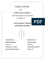 Project Report of Computer Science: For The Partial Fulfillment of Grade 11