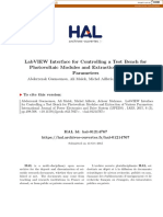 Labview Interface For Controlling A Test Bench For Photovoltaic Modules and Extraction of Various Parameters