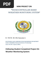 Microcontroller Based Wheather Monitoring System: Mini Project On "
