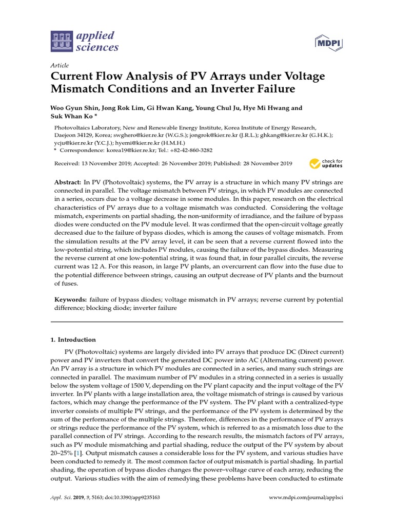 Applied Sciences: Current Flow Analysis of PV Arrays Under Voltage ...