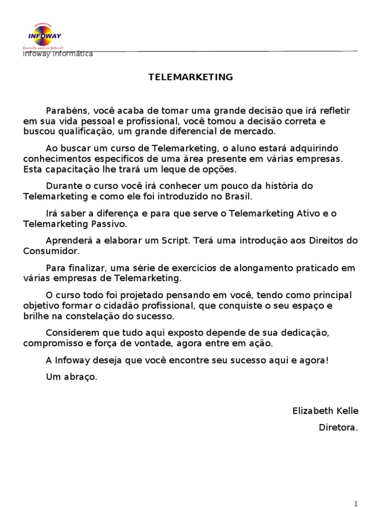 Redação Pronta Sobre Atendimento Ao Cliente Em Telemarketing