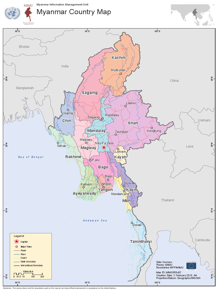 Myanmar Country Map Overview | PDF | Geodesy | Cartography