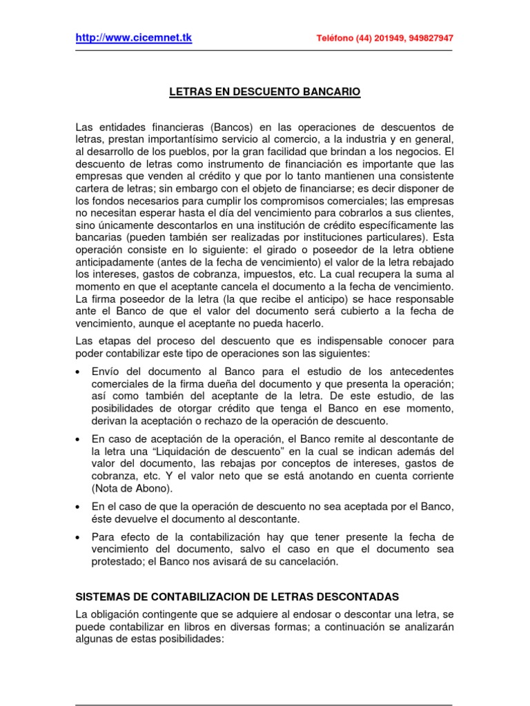 Descuento de Letras en Bancos | PDF | Bancos | Business