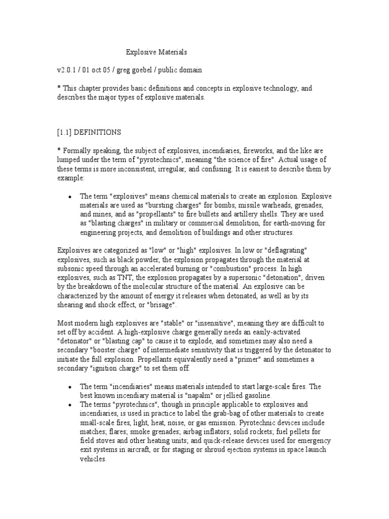 Explosive Materials Pdf Gunpowder Shell Projectile