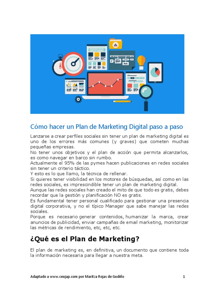 Cómo Hacer Un Plan de Marketing Digital Paso A Paso | PDF | Análisis ...