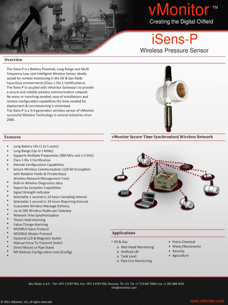 Vmonitor Pressure Transmitter | PDF | Electricity | Telecommunications ...