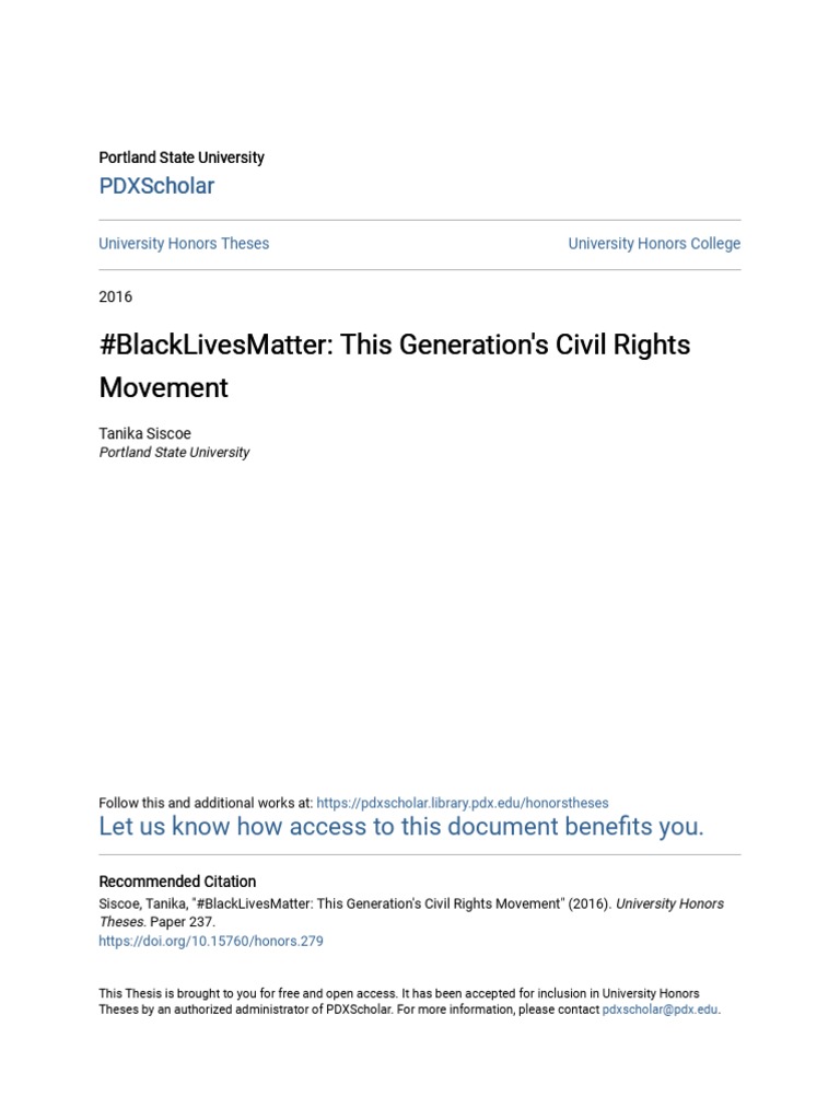 #BlackLivesMatter - This Generations Civil Rights Movement | PDF | Race ...