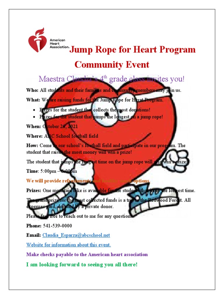 Jump Rope For Heart Program Second Flyer | PDF