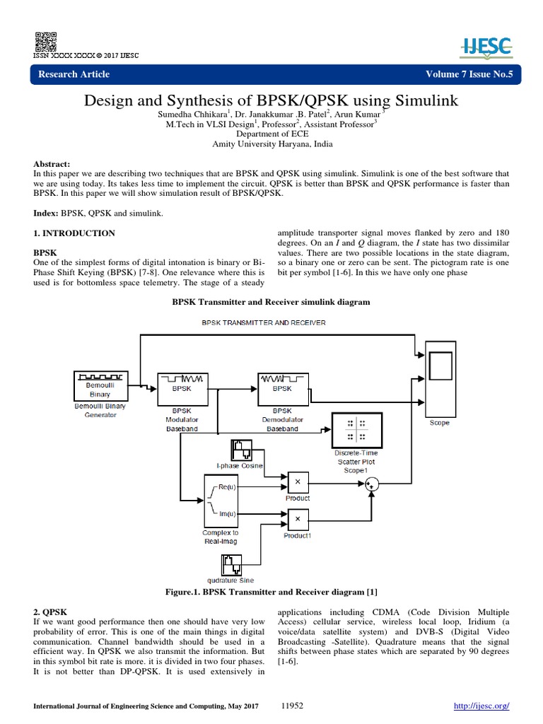 .Design and Synthesis of BPSK QPSK Using Simulink | PDF | Radio ...