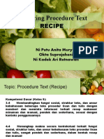 Exploring Procedure Text: Recipe