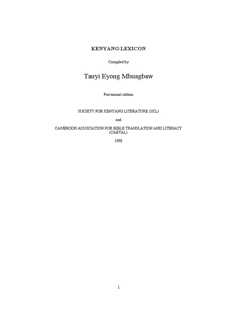 Kenyang Language Lexicon Overview | PDF | Adjective | Noun