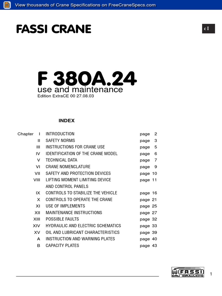 Fassi F380A.24 Crane Manual | PDF | Crane (Machine) | Valve