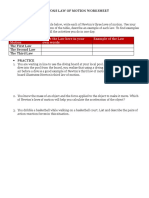 Newtons Law of Motion Worksheet