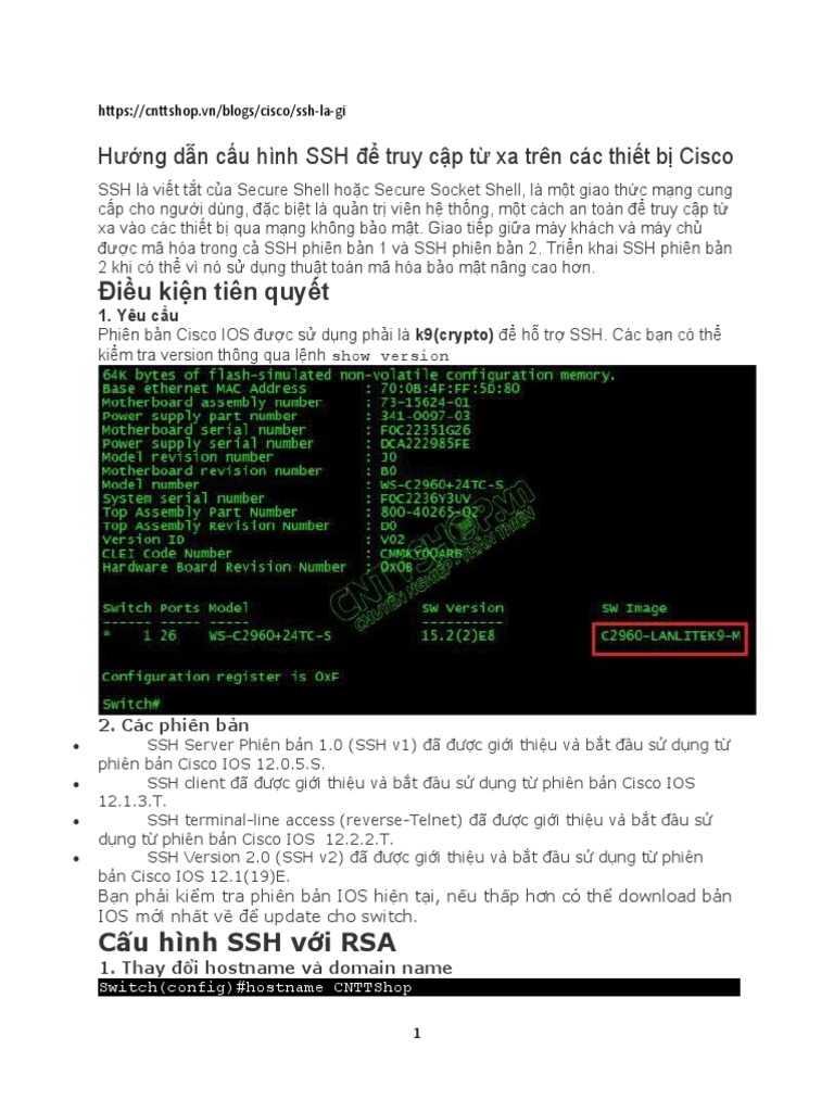 Config SSH Cisco | PDF