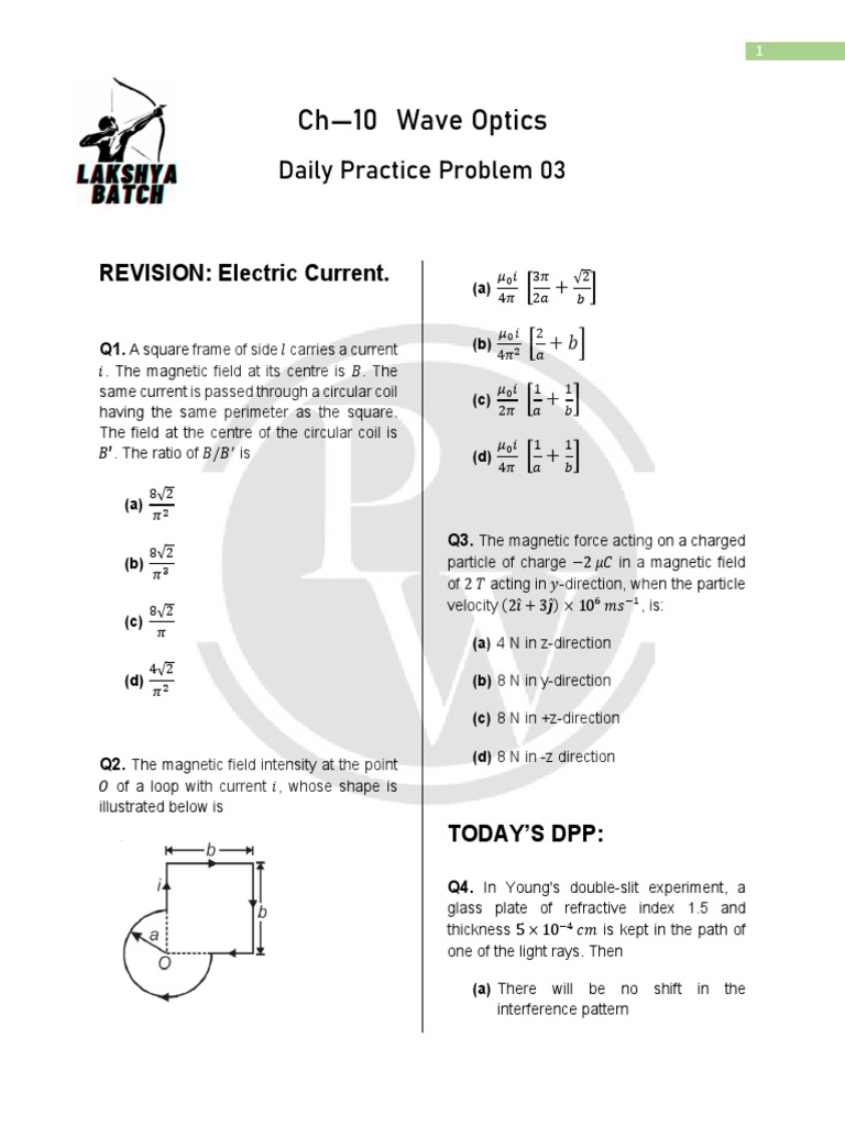 Wave Optics Class 12 Revision Notes | PDF | Optics | Applied And ...