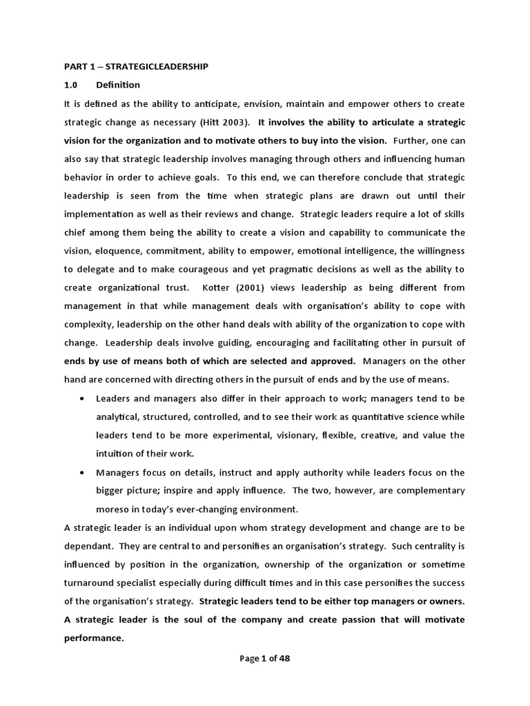 Strategic Leadership Essentials | PDF | Board Of Directors | Leadership