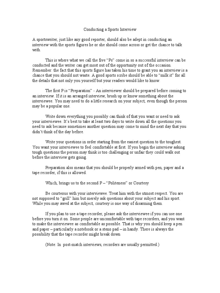Mastering Sports Interviews: Key Tips | PDF | Interview