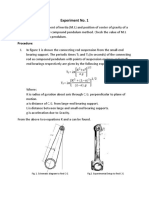 Experiment No. 1: Aim: To Find Mass Moment of Inertia (M.I.) and Position of Center of Gravity of A