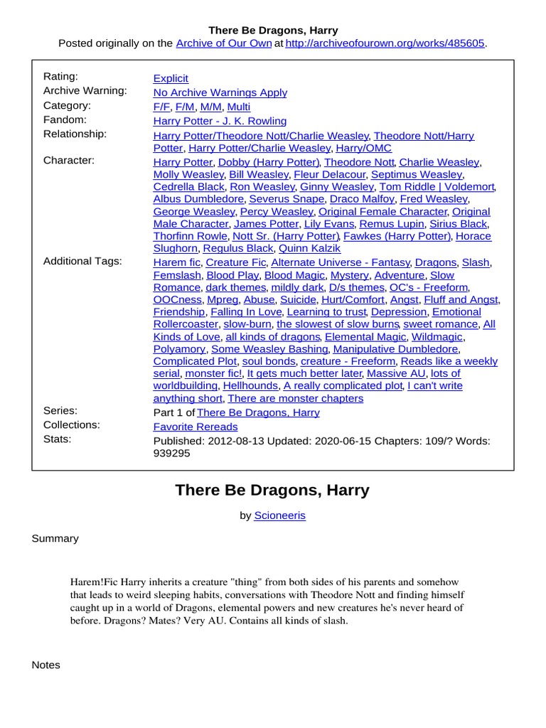 A Creature Inheritance Harry Potter Transforms in a Harry/Theodore Nott Creature Fantasy Fic