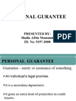 Personal Gurantee: Presented By: Shaila Afrin Mousumi ID. No: 5197-2008