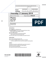 Edexcel IGCSE Physics Paper 2P January 2019