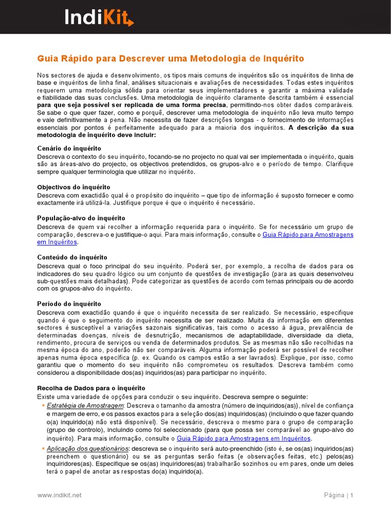 Metodologia para Inquéritos Eficazes | PDF | Metodologia | Informação