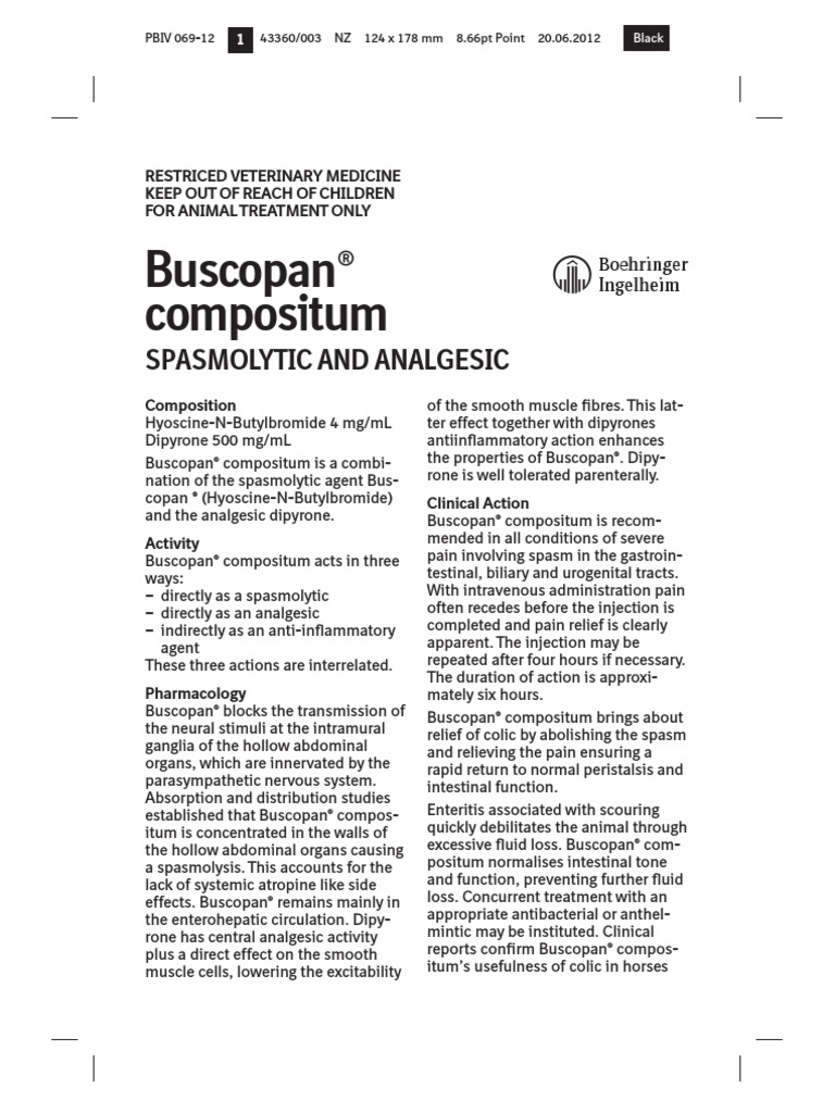 Buscopan NZ PDF Injection (Medicine) Analgesic