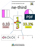 Fractions Info Card: One-Third Decimal & Percent