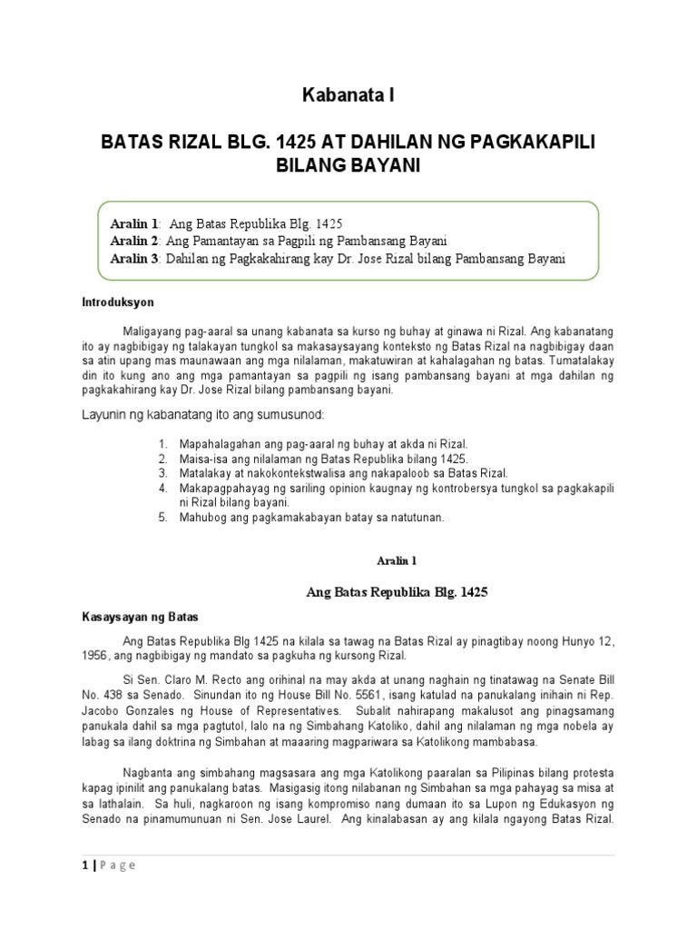 B FB Rizal Chapter 1 | PDF