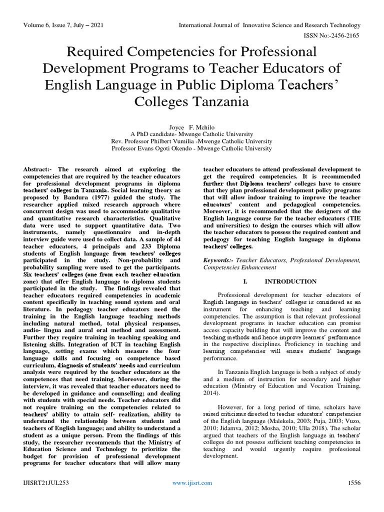 Competencies for English Teacher Development | PDF | Teachers | Pedagogy
