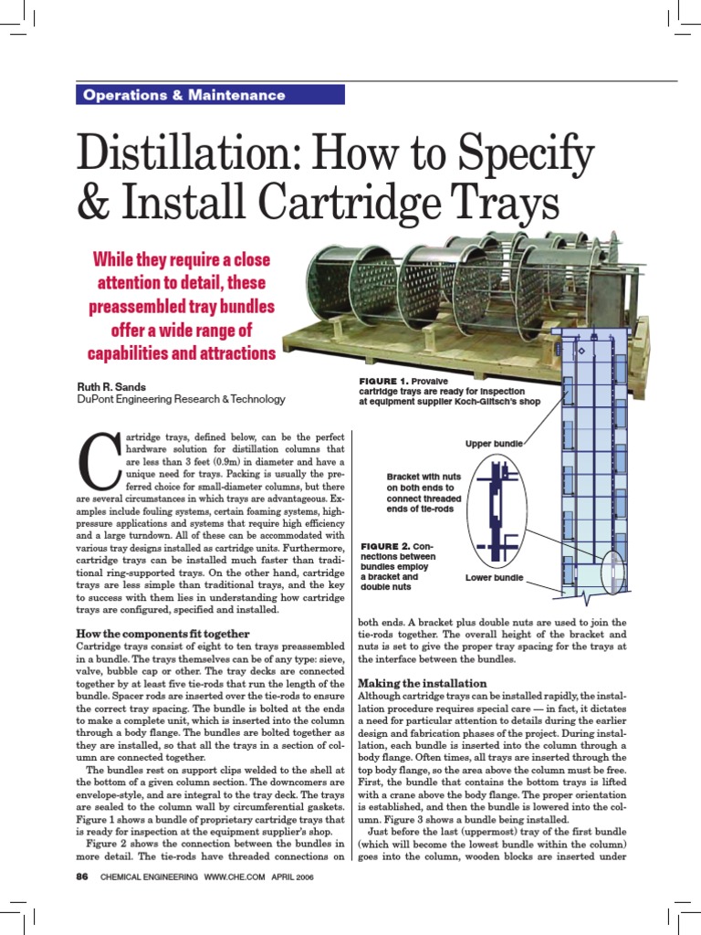 Distillation How To Specify & Install Cartridge Trays PDF Electrical Connector Pipe