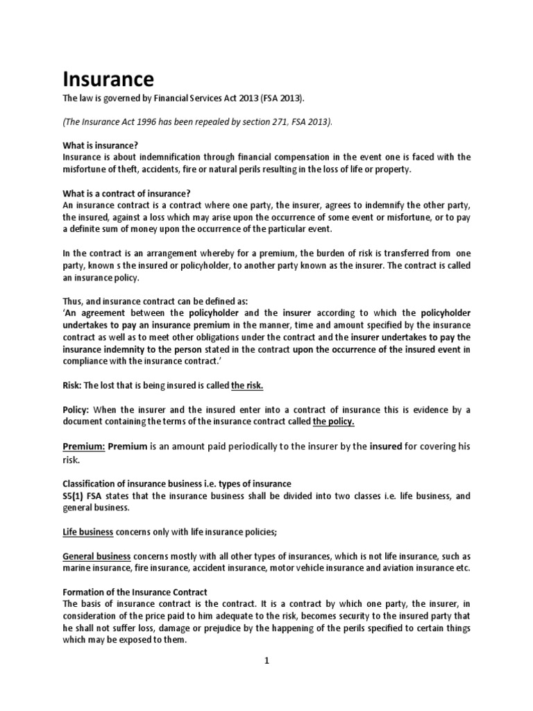8.insurance Law BL1 | PDF | Insurance | Indemnity
