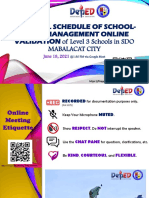 Regional Schedule of School-Based Management Online VALIDATION of Level 3 Schools in SDO