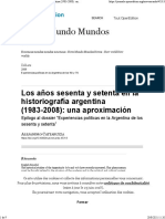 Los Años Sesenta y Setenta en La Historiografía Argentina (1983-2008) Una Aproximación