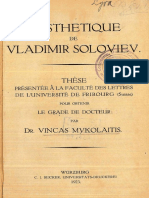 Mykolaitis, L'esthetique de Vladimir Soloviev, 1923