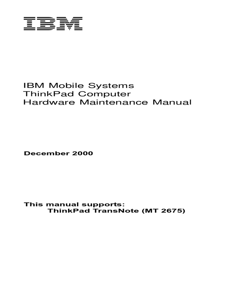 Ibm Mobile Systems Thinkpad Computer Hardware Maintenance Manual | PDF ...