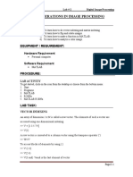 Basic Operations in Image Processing: Objectives