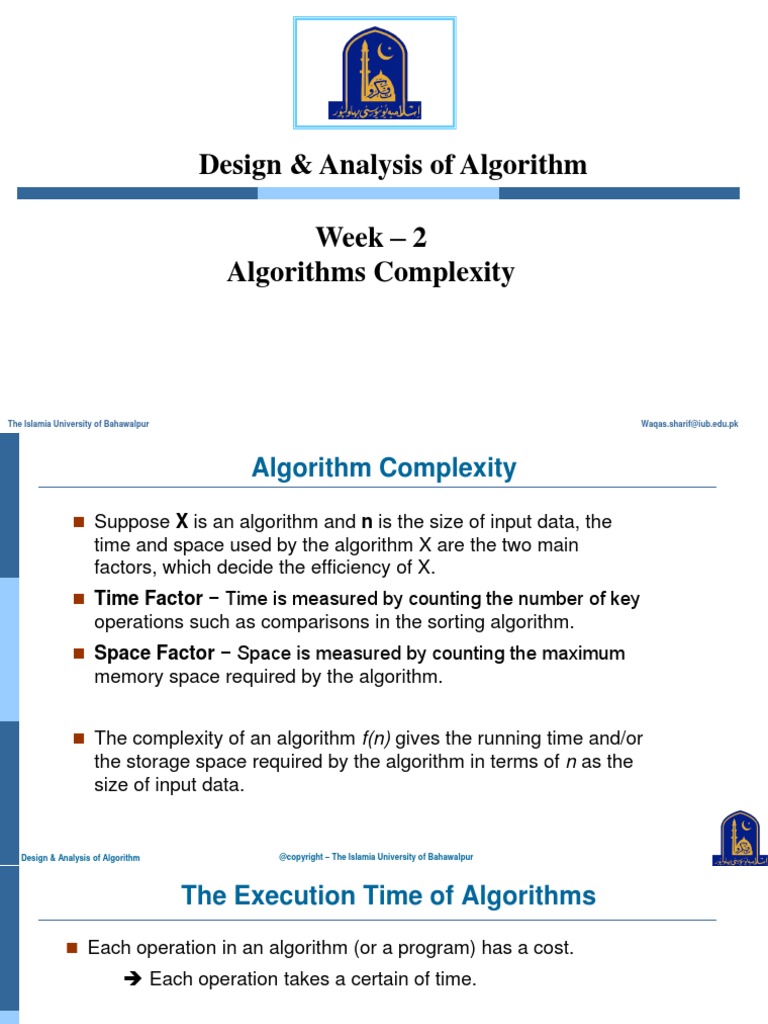Week 02 - Algorithm Complexity - Design Analysis of Algorithm | PDF ...