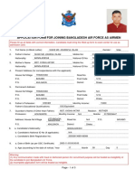 Application Form For Joining Bangladesh Air Force As Airmen: Page - 1 of 3