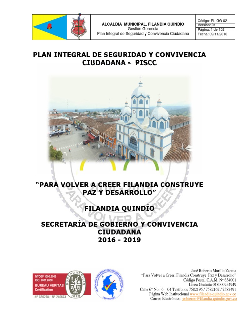 Plan Integral de Seguridad Y Convivencia Ciudadana - Piscc: Alcaldia ...