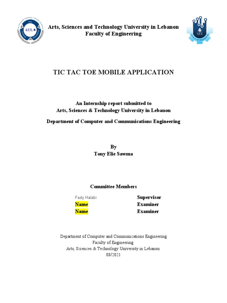 Tic Tac Toe Mobile App Internship Report | PDF | Android (Operating ...