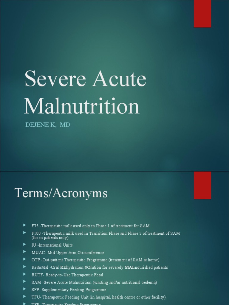 Management of Severe Acute Malnutrition | PDF | Malnutrition | Dehydration