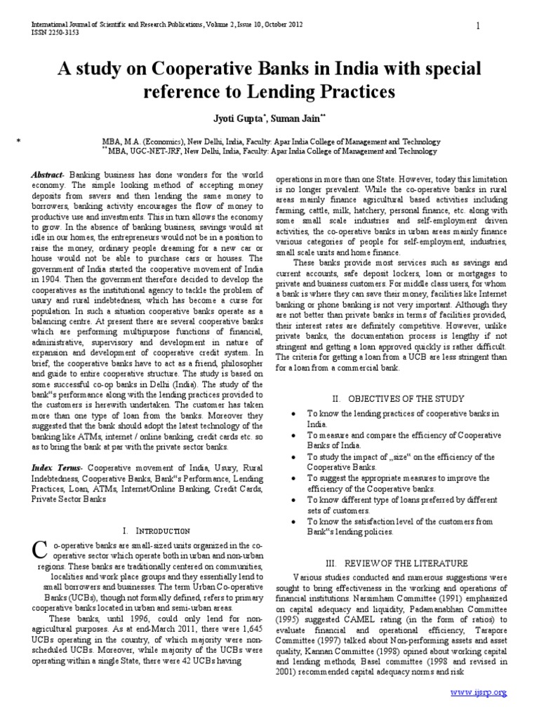 a-study-on-cooperative-banks-in-india-with-special-reference-to-lending