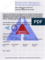 Training Completion Certificate FOR Life Insurance Corporation of India